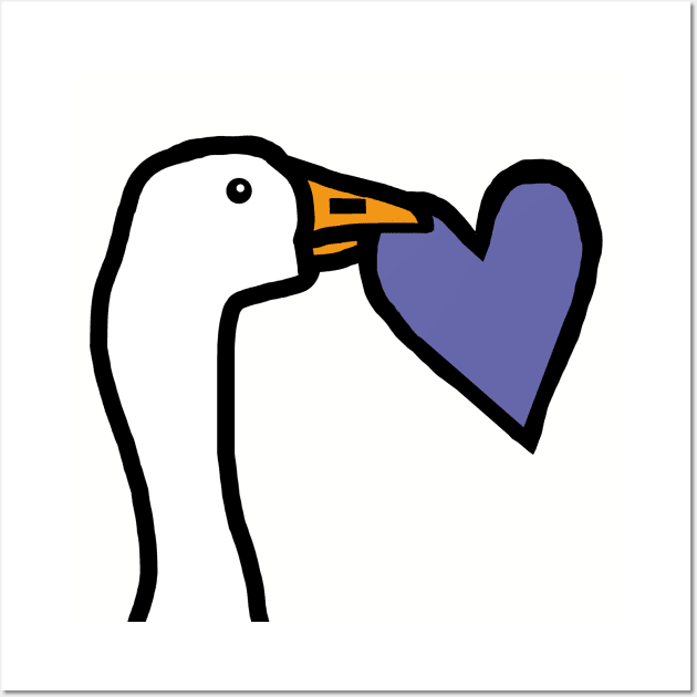 Gaming Goose Portrait Stealing Very Peri Periwinkle Valentines Day Heart Wall Art by ellenhenryart